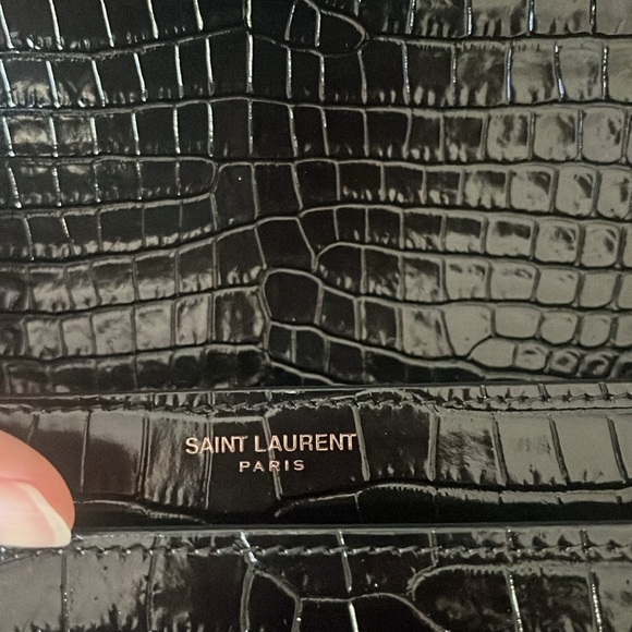 Last chanceEUC calfskin Crocodile Embossed Medium Sunset Saint Laurent purse - Picture 2 of 10